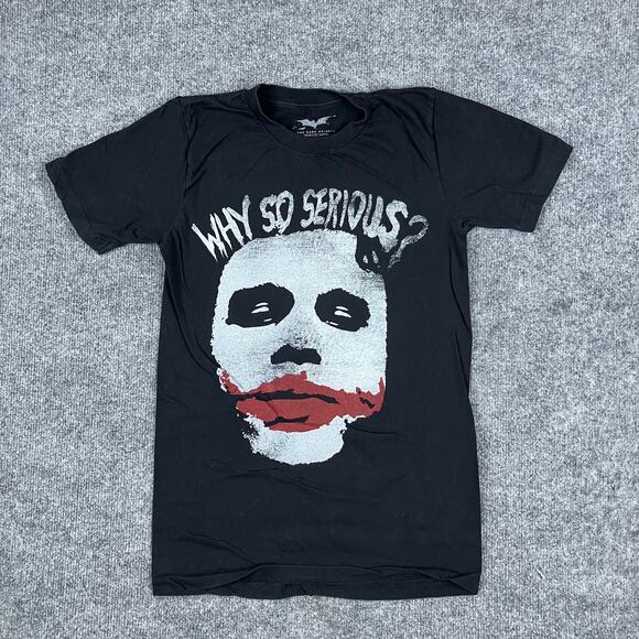 Dark Knight Joker T-Shirt Mens Size S Black Why So Serious Graphic Movie Tee - Picture 1 of 7